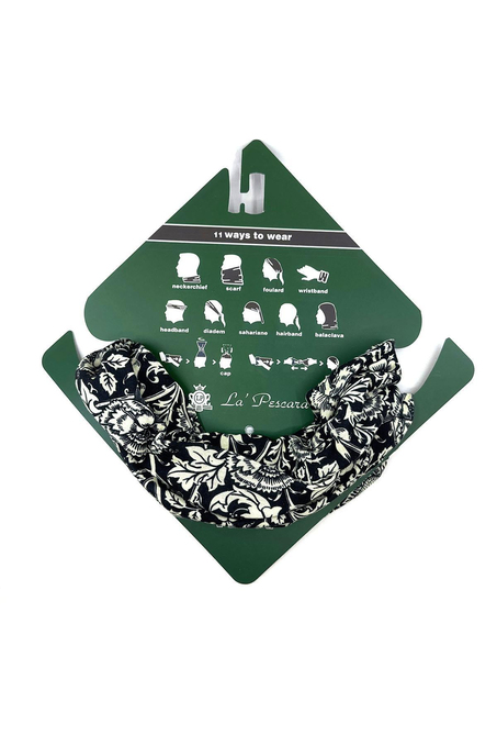 Flower Siyah - Beyaz Bandana BND94