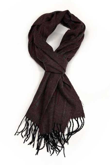 Füme - Bordo Ekose Desen Erkek Kaşkol K536