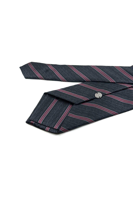 Füme Çizgi Desen Mendilli Klasik Kravat KK13191