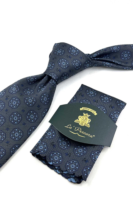 Füme Motif Desen Mendilli Klasik Kravat KK13949