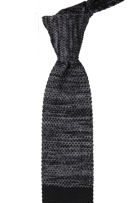 Füme Siyah Çizgili Örgü Kravat 8164