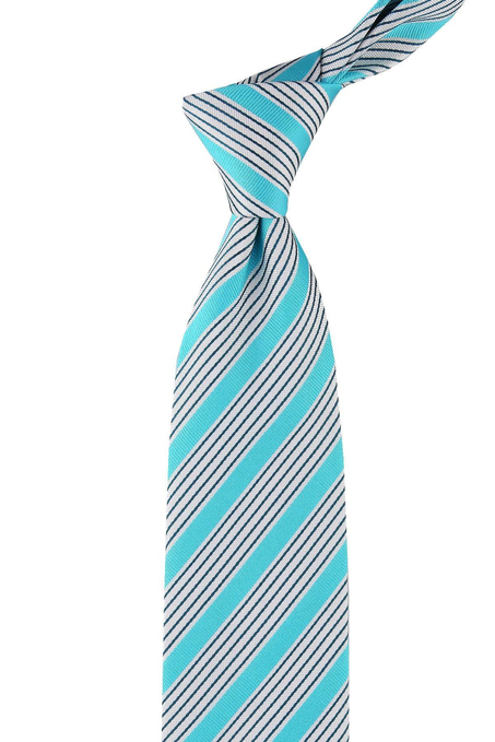Fuser Style Turkuaz Çizgi Desen İtalyan İpek Kravat İK862