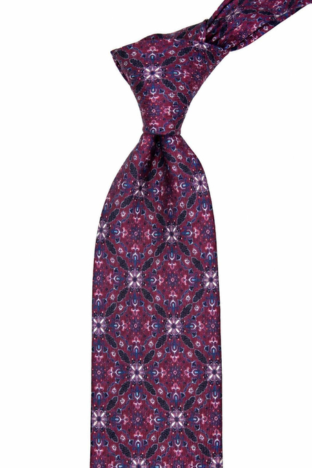 Fuşya Motif Desen İtalyan İpek Kravat İK2480