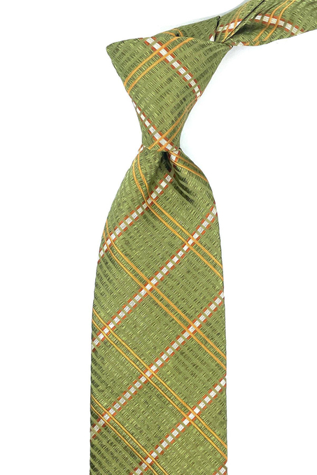Gasperino Style Yeşil Ekose Desen İtalyan İpek Kravat İK1323