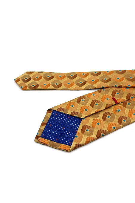 Ghisiolo Style Turuncu Motif Desen İtalyan İpek Kravat İK1886