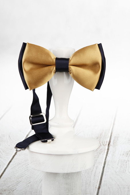 Gold - Lacivert Renk Saten Papyon SP60