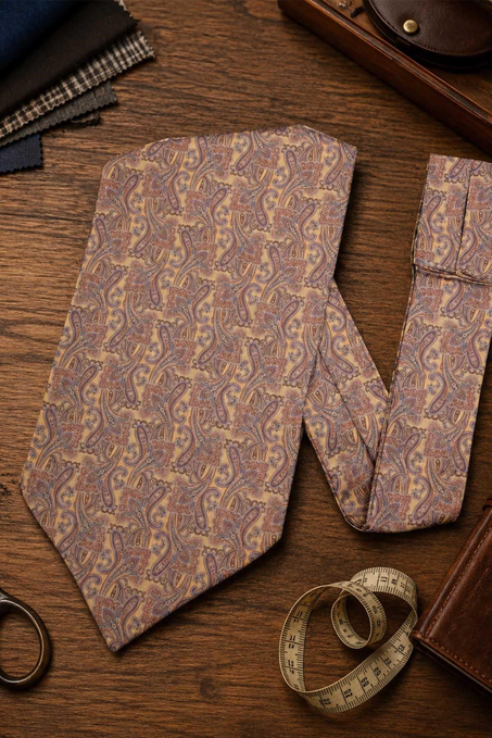 Gold Şal Desen Ascot Kravat K683