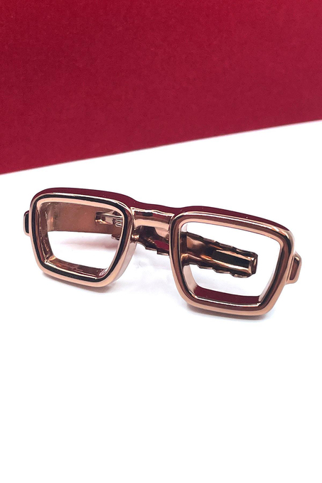 Gözlük Motif Bronz Renk Kravat İğnesi KIY712