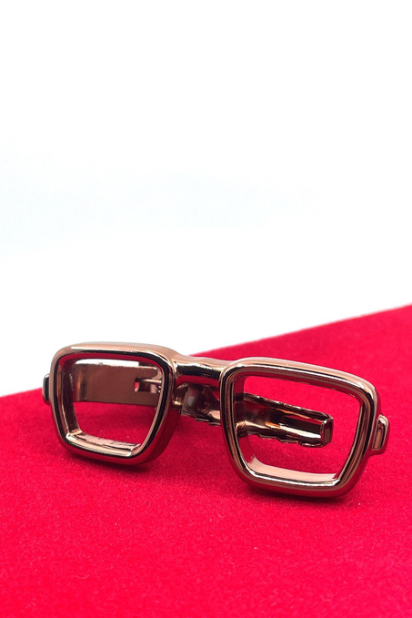 Gözlük Motif Bronz Renk Kravat İğnesi KIY712