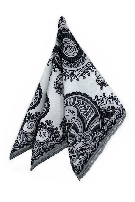 Gri - Beyaz Motif Desen Erkek Cep Mendili SPS643-123