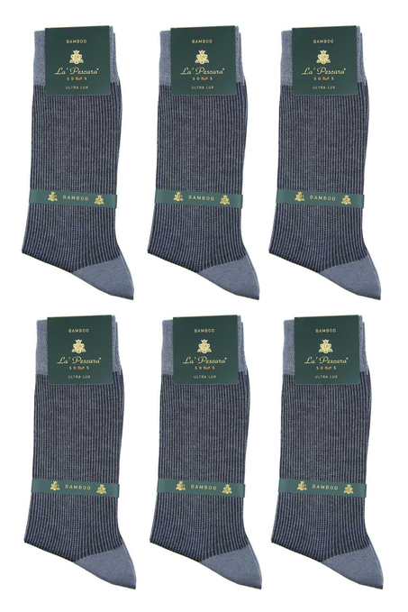 Gri Çizgi Desen 6lı Ultra Lüks Bambu Erkek Çorap CRP299