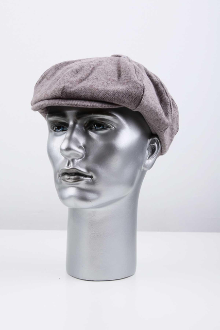 Gri Düz Yün Erkek Kasket Şapka KST70