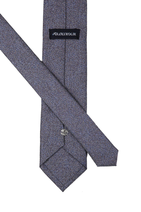 Gri - Kahverengi Kum Desen Mendilli Klasik Kravat KK10511