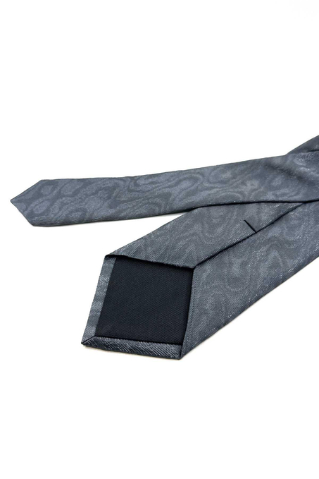 Gri Kendinden Desen İtalyan İpek Kravat İK1667