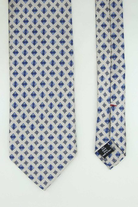 Gri Mavi Motif Desen İtalyan İpek Kravat İK2543