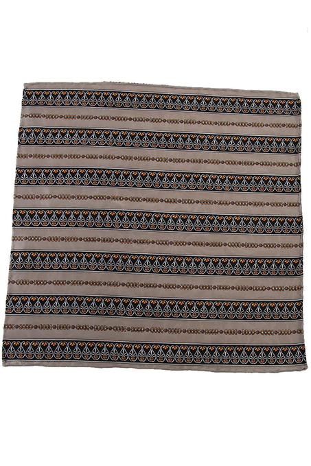 Gri Motif Baskılı İpek Mendil SPS426