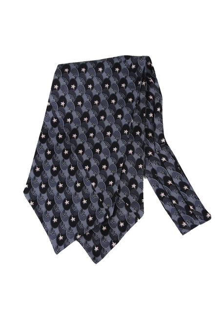 Gri Motif Desen İpek İtalyan Erkek Ascot K434