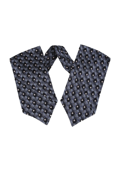 Gri Motif Desen İpek İtalyan Erkek Ascot K434