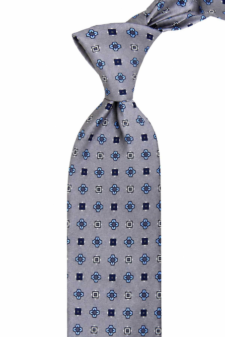 Gri Motif Desen İtalyan İpek Kravat İK2573