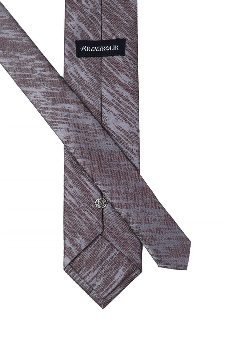 Gri Motif Desen Mendilli Klasik Kravat KK10527