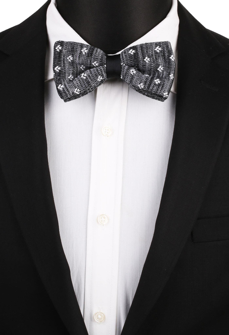 Gri Motif Desen Örgü Papyon ÖR113