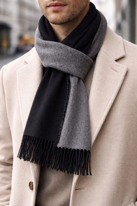 Gri - Siyah Erkek Kaşkol K207