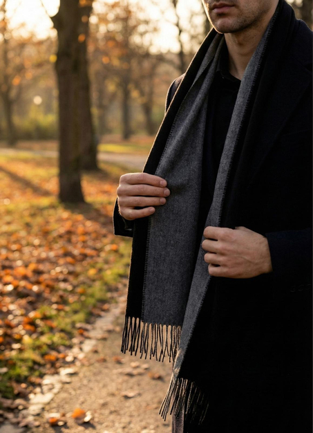 Gri - Siyah Erkek Kaşkol K207