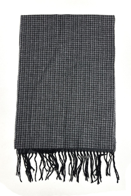 Gri - Siyah Küçük Desen Erkek Kaşkol K498