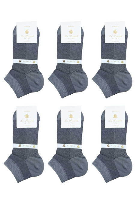 Gri Ultra Lüks 6lı Bambu Yarım Erkek Çorap CRP393