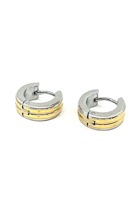 Gümüş Renk - Altın Renk Yuvarlak Unisex Küpe EAR22