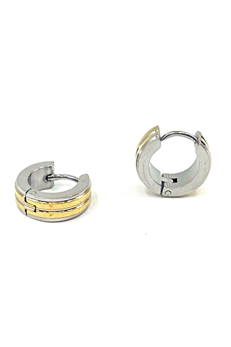 Gümüş Renk - Altın Renk Yuvarlak Unisex Küpe EAR22