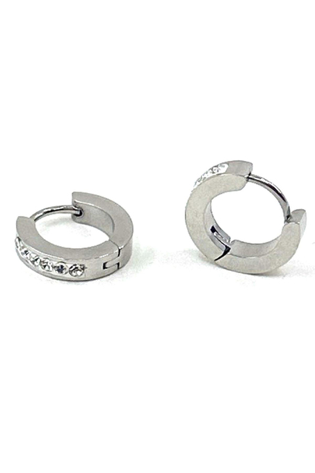 Gümüş Renk Taşlı Yuvarlak Küpe EAR23