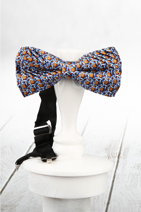 Hardal Renk Motif Desen Pilise İpek Papyon ESB13