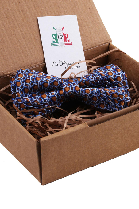 Hardal Renk Motif Desen Pilise İpek Papyon ESB13