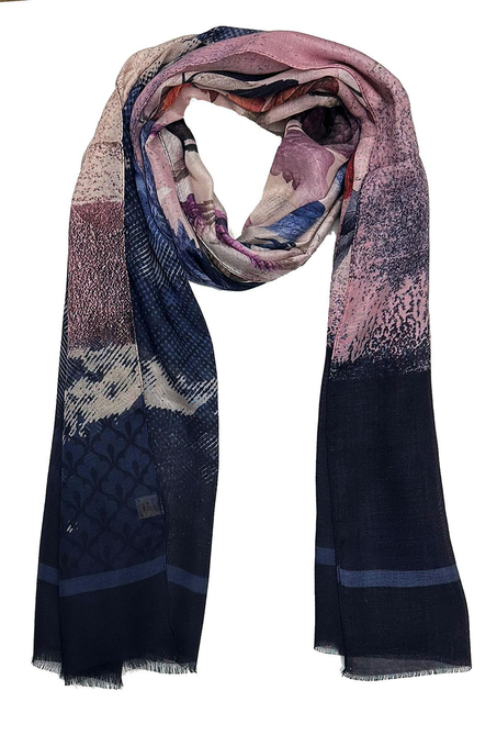 Hester Style Lacivert - Pembe İtalyan Modal Kaşkol MDL11