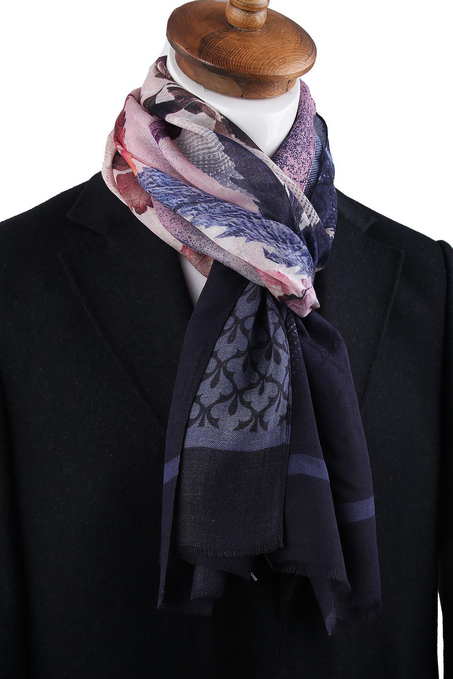 Hester Style Lacivert - Pembe İtalyan Modal Kaşkol MDL11