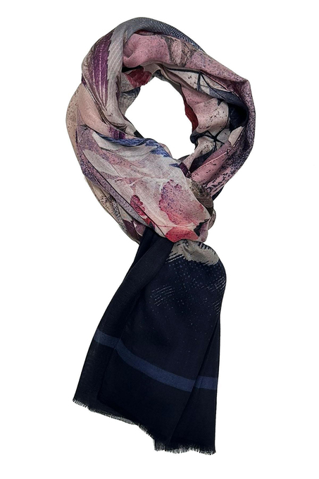 Hester Style Lacivert - Pembe İtalyan Modal Kaşkol MDL11