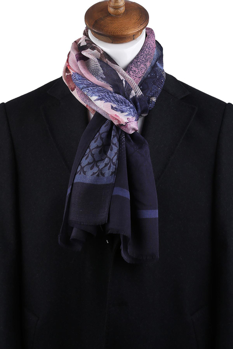Hester Style Lacivert - Pembe İtalyan Modal Kaşkol MDL11