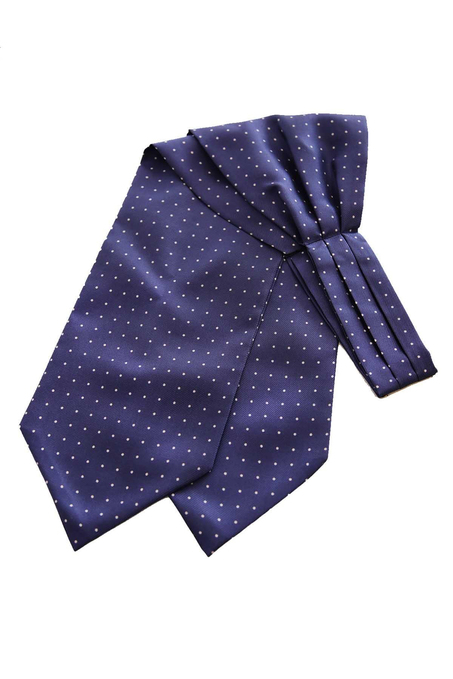 İndigo Mavi Puantiye Desen İtalyan İpek Ascot K650