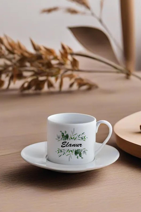 İsme Özel Çiçekli Kahve Fincanı KSL16