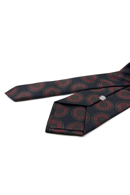 Kahve Bordo Motif Desen Mendilli Klasik Kravat KK13971