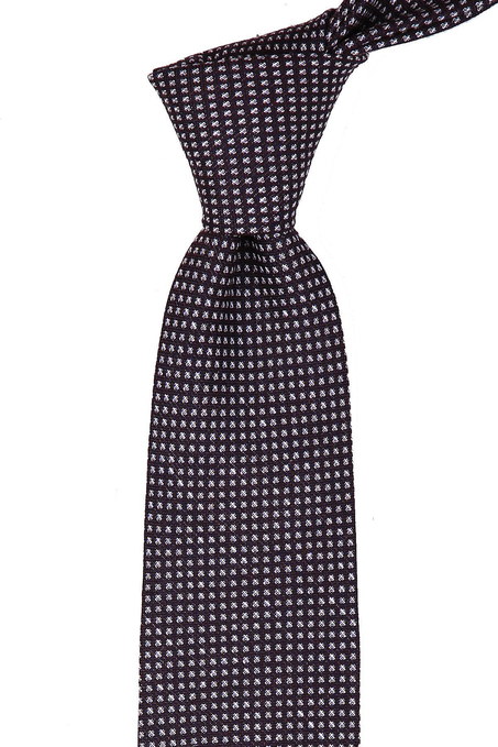 Kahve - Laci Küçük Desen Mendilli Klasik Keten Kravat KK9160