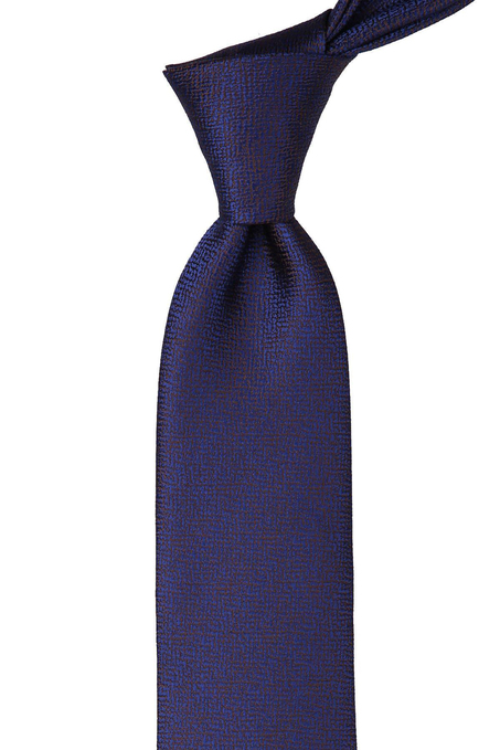 Kahve - Lacivert Kum Desen Mendilli Klasik Kravat KK10238