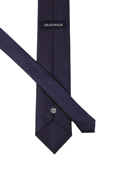 Kahve - Lacivert Nokta Desen Mendilli Klasik Kravat KK10058