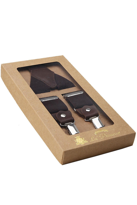 Kahverengi Deri Bağlantılı Erkek Pantolon Askısı PAN54