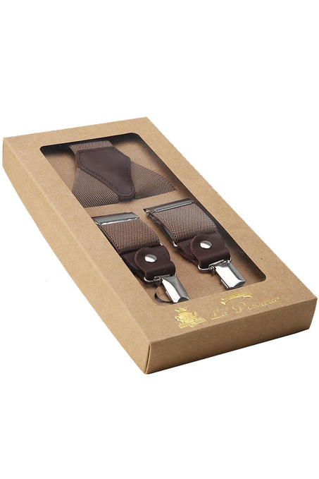 Kahverengi Deri Bağlantılı Erkek Pantolon Askısı PAN48