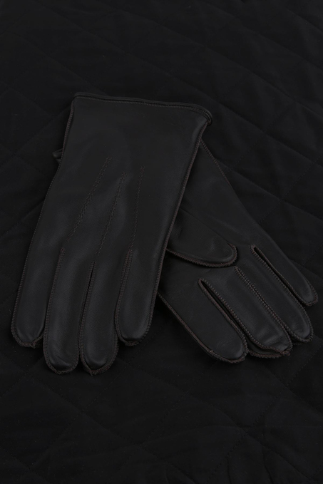 Kahverengi Düz Hakiki Deri Erkek Eldiven EL35