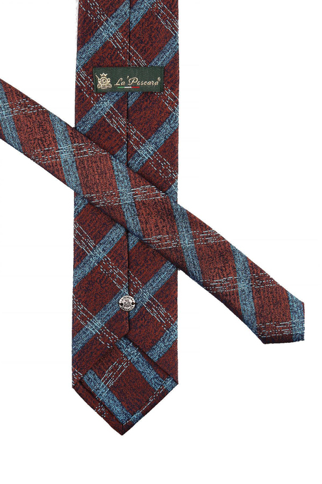 Kahverengi Ekose Desen Mendilli Klasik Kravat KK10756