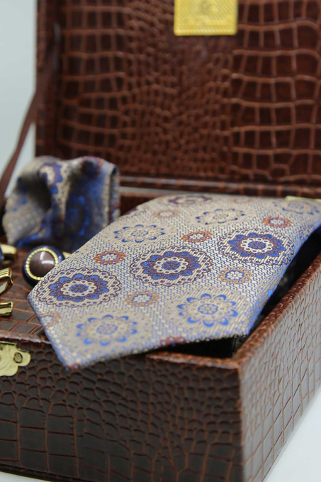 Kahverengi Erkek Hediye Kutusu - Kravat Kol Düğmesi Kravat İğnesi KMK125