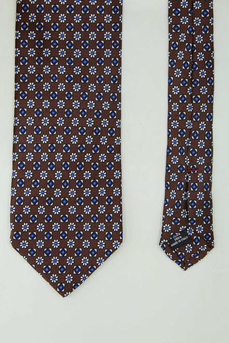 Kahverengi Motif Desen İtalyan İpek Kravat İK2577